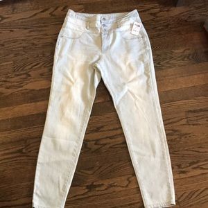 High waisted light denim skinny jeans